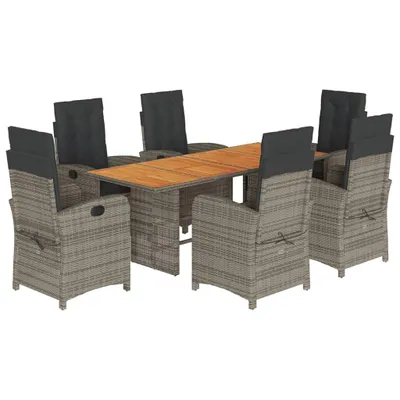 Produktbild von vidaXL 7-tlg. Garten-Essgruppe mit Kissen Grau Poly Rattan