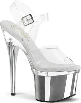 Produktbild von ESTEEM-708 Damen Sandale von Pleaser, Transparent Silber Chrom, EU 35, US 5