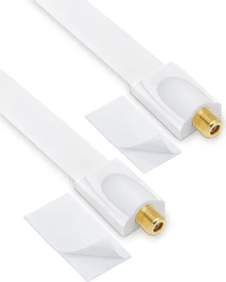 Produktbild von 4x conecto Premium Fensterdurchführung für SAT Kabel koaxial inkl. Klebepads (F-Kupplung auf F-Kupplung, vergoldet) weiß, 20 cm