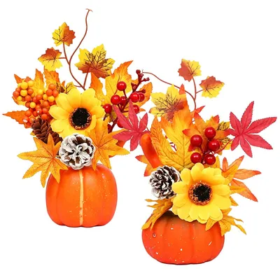 2er Set Herbstdeko Tischdeko 23x18 cm künstliche Herbstarrangements