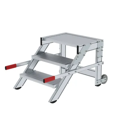 Produktbild von MUNK Arbeitspodest fahrbar Aluminium geriffelt 600mm Stufenbreite 3 Stufen