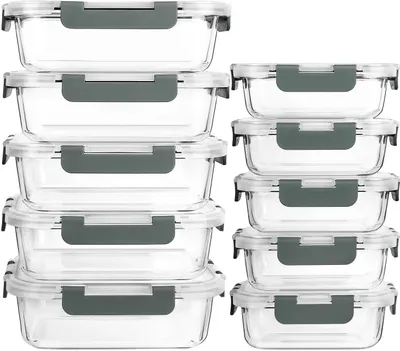 Produktbild von Solidchoice – Set mit 10 Glasbehältern für Lebensmittel – Luftdichte Aufbewahrungsboxen mit Deckel