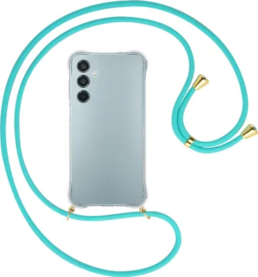 Produktbild von Handykette Backcover-Schutzhülle mit Band (Metall goldfarben) für Samsung Galaxy M35 5G - türkis
