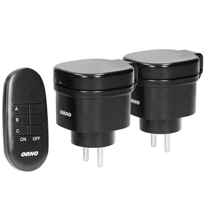 Produktbild von Orno Funk-Ministeckdosen-Set mit Fernsteuerung 2+1 Ip44 Schuko