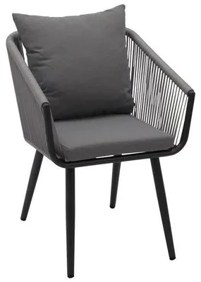 Produktbild von Gartensessel Sessel Aluminium anthrazit mit Rope und Polstern, 2-er Set