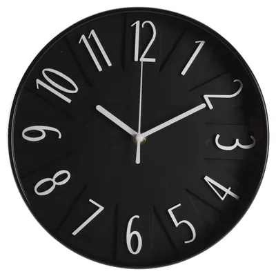Obrázok produktu pre Hodiny nástenné s 3D číslami 25 cm čierna KO-837000700cern