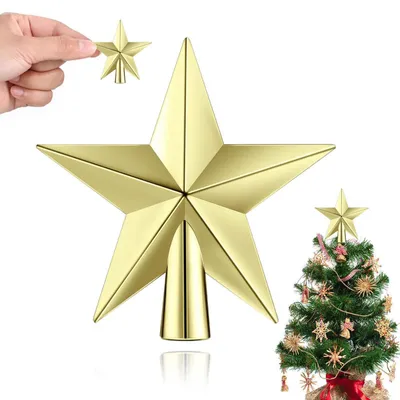 Immagine prodotto di Punta di stella dorata, 6 cm, decorazione per albero di Natale, plastica