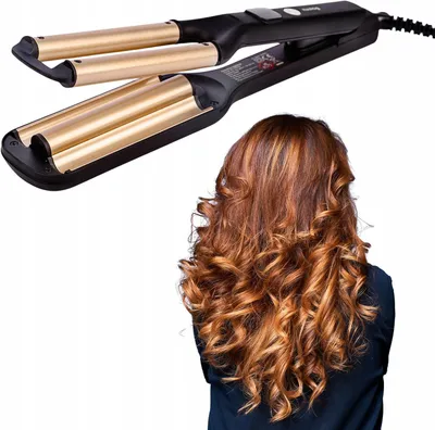 Immagine prodotto di Krultang 3 Vaten - Apparecchio per lo styling dei capelli, crea onde - Effetto onde da spiaggia - Piastre in Vetroceramica - 100-200°C - Colore: nero champagne