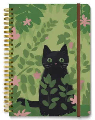 Image de Cahier à spirales, couverture rigide, format A5, 160 pages, ligné, motif : chat noir