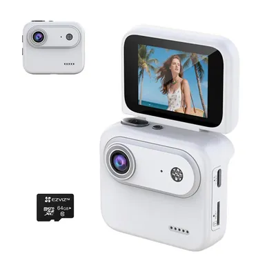 Produktbild von Mini-Sportkamera 4K mit 143° Weitwinkel, 2“ klappbares Display, Bildstabilisierung, bis 128GB Speicher, USB Type-C, ideal für VLOG, Reisen, Abenteuer