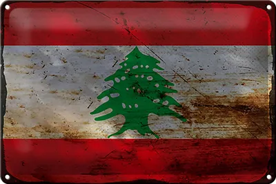 Produktbild von Blechschild Flagge Libanon 30x20cm Flag of Lebanon Rost
