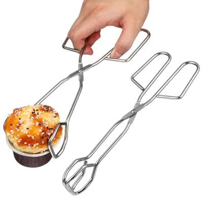 Immagine prodotto di Pinze resistenti al calore - Acciaio inossidabile - Antiscivolo - Leggere - Ideali per cucina/campeggio - Perfette per feste - Pinze