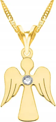 Image de Collier en or avec ange gardien en zirconium, argent 925