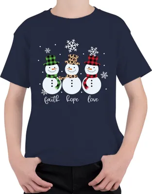 Produktbild von Faith hope love schneemann - Weihnachten Weihnachtsgeschenk Christmas Uni Kinder T-Shirt, Navy, 128
