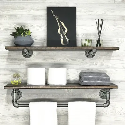 Produktbild von Skye Decor, Boruraf113, Rohrregal, Nussbaum, 100 % FICHTENHOLZ, 60 x 14 x 17 cm