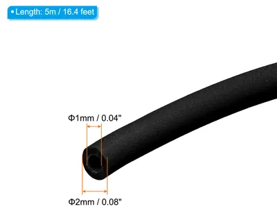 Produktbild von Gummiseil Rohr 16ft Silikon Hohlschlauch 2mm AD 1mm ID fš¹r Selbstgemachtes Handwerk Perlen Halsketten Armband Schwarz