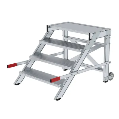 Produktbild von MUNK Arbeitspodest fahrbar Aluminium geriffelt 800mm Stufenbreite 4 Stufen