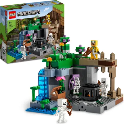 Produktbild von LEGO 21189 Minecraft Das Skelettverlies, Set mit Höhlen, Skelettfiguren, feindlichen Kreaturen und Zubehör, Spielzeug für Kinder