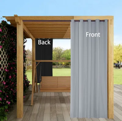 Image de Topchances 2 Panel Outdoor Rideau avec oeillets, Jardin Patio Balcon Rideau occultant étanche pour gazebo balcon, maison de plage porche, pergola (Gris, 54*96 in)