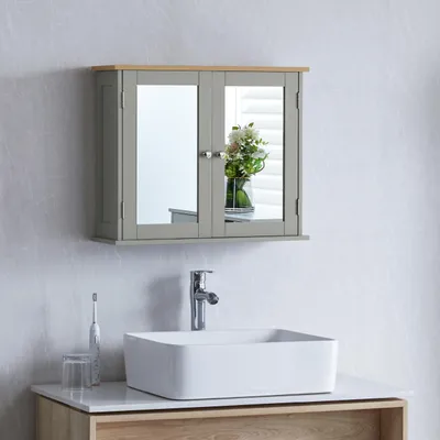 Image de Armoire à miroir à double porte pour la salle de bain