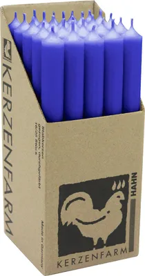 Produktbild von Stabkerzen aus Paraffin, 250/22 mm, Blau, KERZENFARM HAHN, Brenndauer ca. 12h, 25 Stück pro Verpackung