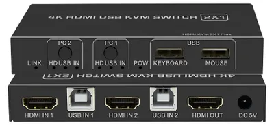 Immagine prodotto di Biaze KVM switch KVM08 HDMI 2.0 2 porte 4K 60Hz HDCP USB hot-swap