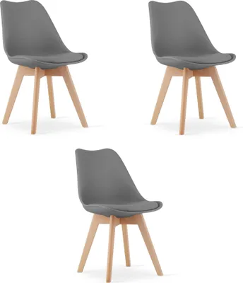 Productafbeelding van Stoel - Leobert - Mark - Grafietkleurig - 49 x 43 x 82 cm - Lot bestaande uit 3 stuks