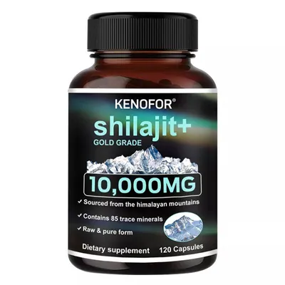 Immagine prodotto di Shilajit Gold Grade 10.000 mg (120 capsule) integratore alimentare, sistema immunitario, anti-invecchiamento, cervello, nervi, cuore, circolazione, metabolismo, energia