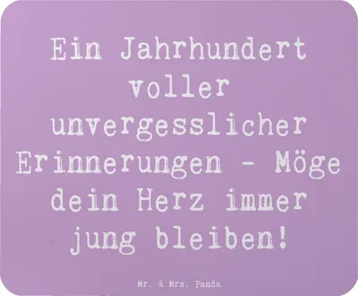 Produktbild von Mr. & Mrs. Panda mousematte Spruch 100. Geburtstag Erinnerungen - Lavendeltraum - Geschenk, Mouse Pad, Meilenstein, Mousepad, einzigartig, Geburtstagsgeschenk, Mauspad