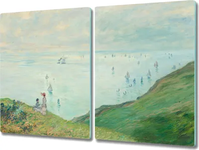 Produktbild von Coloray Hackbrett Kochplattenabdeckung Herdabdeckplatte 2x40x52 cm Schneidebrett Küchenbrett - Cliffs at Pourville Monet
