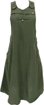 Produktbild von Latzrock, Trägerkleid, Hippierock - Olivgrün, Damen, Baumwolle, Größe: L/XL
