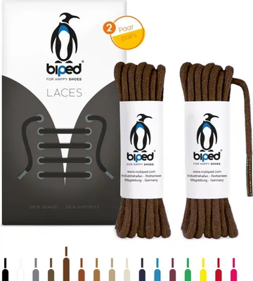 Produktbild von biped LACES 2 Paar runde Schnürsenkel aus Baumwolle ø 3,5 mm z2901 (braun,75 cm)