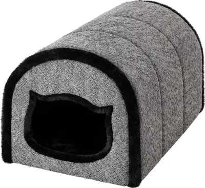 Produktbild von DOGGY, mačacia pohovka, mačací pelech, mačací domček, jaskyňa, kôš, stan, mačací útulok, tunel, huňatý vankúš, M: 29x40x27 cm, Anthology Graphite