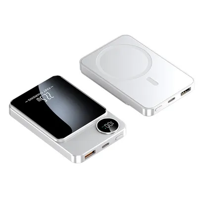 Produktbild von 10000mAh magnetisches Powerbank mit kabelloser Ladefunktion – Kompatibel mit MagSafe, geeignet für Smartphones, Tablets, Laptops und Smartwatches – platzsparend für Schreibtisch und unterwegs