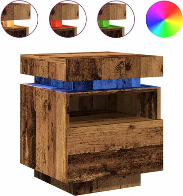 Produktbild von Nachttische mit LED-Leuchten 2 Stk. Altholz-Optik 40x39x48,5 cm