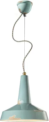 Image de Ferroluce Vague-Vintage Lampe à suspendre en céramique Ø 35cm Bleu Rond