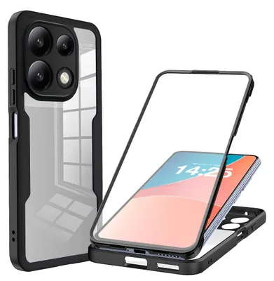 Produktbild von 360 Grad Rundum Schutz Handyhülle für Xiaomi Redmi Note 13 Pro Full Cover Vollschutz Case Farbe: Schwarz