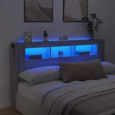 Produktbild von Cloris Designermöbel LED-Kopfteil Grau Sonoma 180x18,5x103,5 cm Holzwerkstoff 2024 Neu