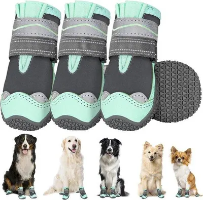 Immagine prodotto di Scarpe per cani, 4 pezzi, impermeabili, riflettenti, con chiusura in velcro