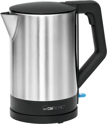 Produktbild von Elektrischer Wasserkocher 1,5 L, 2200 W, Edelstahlgehäuse, BPA-frei, Einhandbedienung, Sicherheitsklappdeckel, 360° Basis, Überhitzungsschutz, Schwarz