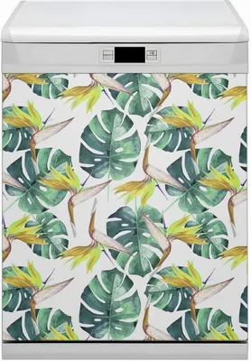 Produktbild von Magnet Folie für Geschirrspüler Küche Magnetmatte 60x80 cm  Dekor Geschirrspüle  - Exotische Blätter