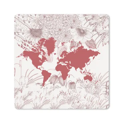 Produktbild von MuchoWow® Mauspad Mousepad Weltkarte - Blume - Rosa 20x20 cm - Mousepads - Maus Mat - Pad - Mausunterlage - Desk Mat - Bureauartikeln