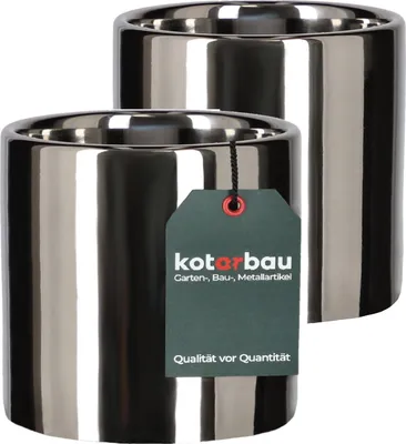 Immagine prodotto di KOTARBAU® Set di 2 vasi da fiori lucidi ⌀80mm vaso cilindrico per piante in Vetroceramica