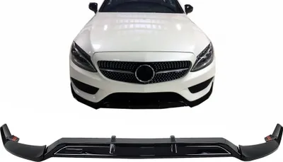 Produktbild von Stoßfängerlippe für Mercedes C W205 S205 A205 C205 14-19 Sport Line Glänzend Schwarz.