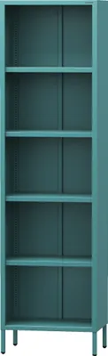 Produktbild von Jan Nowak Bücherregal Mario 4 höhenverstellbaren Einlegeböden (4x30 kg) und Wandmontage Metall Hochregal, 50 x 180 x 35 cm, Seegrün