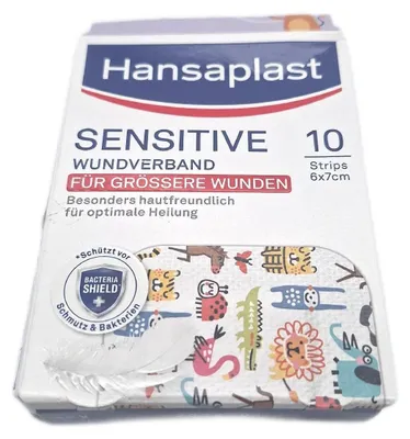 Produktbild von Hansaplast Wundverband Verbandkasten Sensitive Kids für besonders hautfreundliche Pflege Kinder