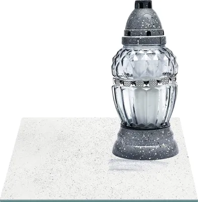 Zdjęcie produktu dla SZKLANA PODSTAWKA POD ZNICZE Z DEDYKACJĄ 25x25cm Granit 40e