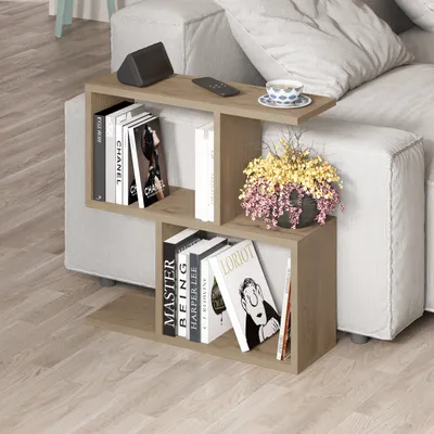 Zdjęcie produktu dla DECORTIE Homemania Nowoczesny stolik boczny z efektem dębu 60 x 19,5 x 60 cm