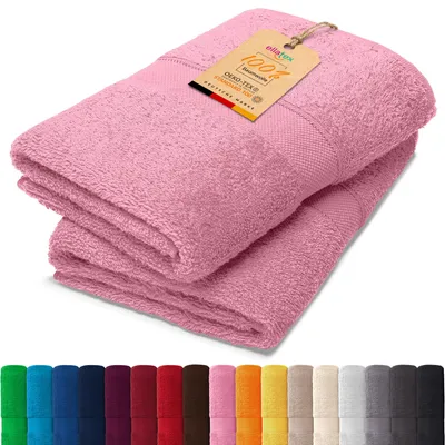 Produktbild von EllaTex PARIS 2er Set Saunatücher 100x200 cm – 100% Baumwolle, 500 g/m² Frottier, in Farbe: Rosa