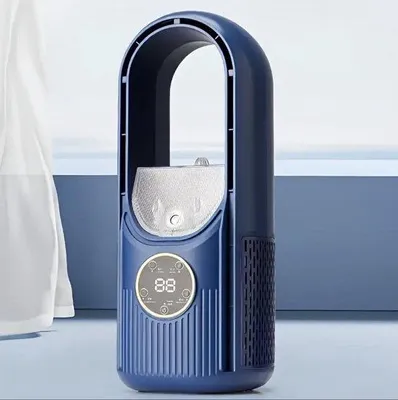 Produktbild von Mini Luftkühlgerät - Blau - tragbarer Luftkühler - 4 in 1 Funktion - Kühlen, Heizen, Luftbevödigen - tragbarer Luftkühler - 3 Geschwindigkeitsstufen - USB Luftkühler - LED Licht - tragbarer Luftkühler - Kühlen - tragbarer Luftkühler